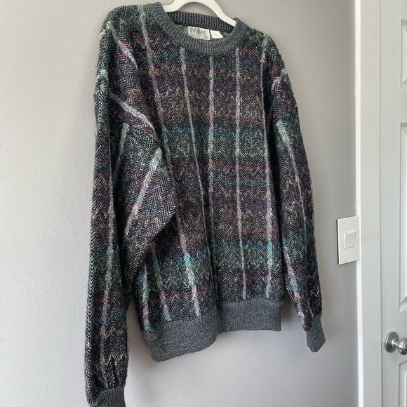 [M] Men’s Vintage Multi Coloured Coogie Style Long Sleeve Sweater Oversized - Picture 5 of 10